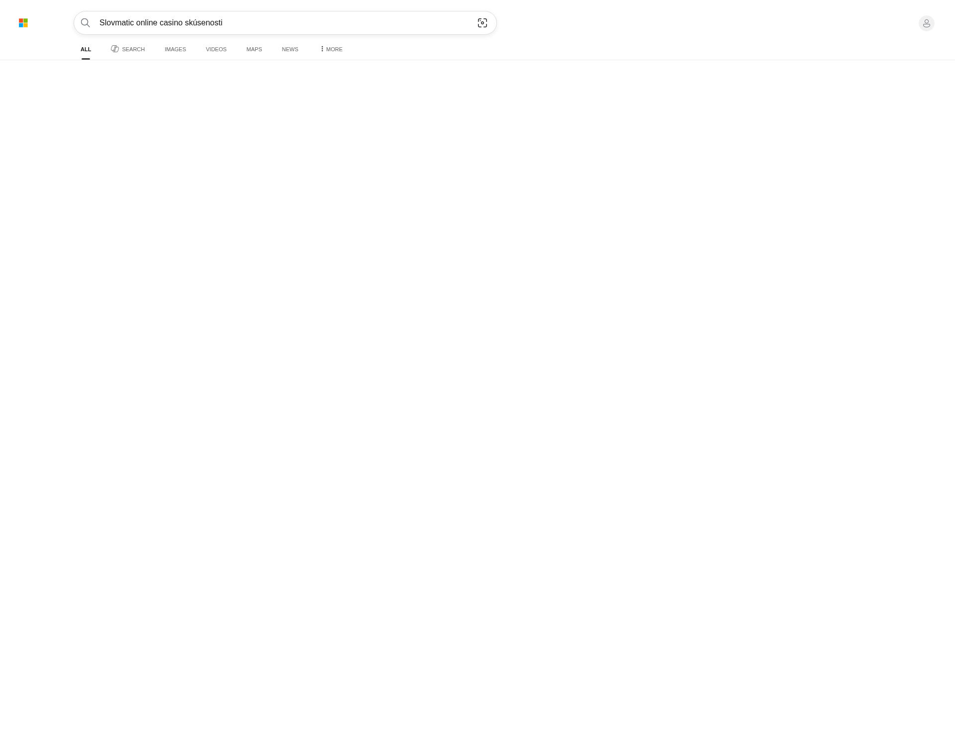Zachytené výsledky vyhľadávania k skúsenostiam a výberom